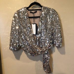 ZARA Sequin Wrap Top